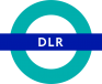 Logo of London DLR used for location purposes to get to The Centre of Osteopathy & Sports Medicine in Greenwich.