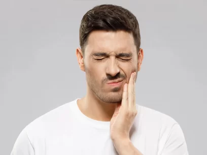 Male patient complaining of temporo-mandibular joint pain