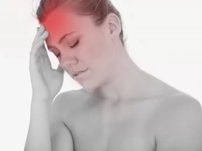 Female patient suffering from cervicogenic headaches in need of osteopathic treatment