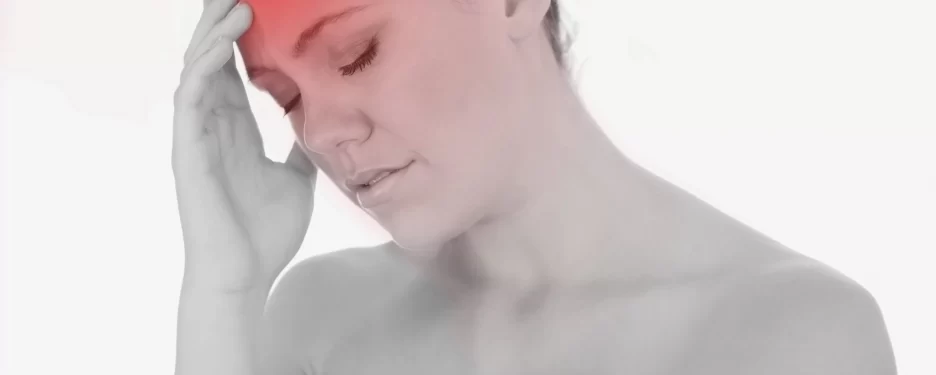 Female patient suffering from cervicogenic headaches in need of osteopathic treatment
