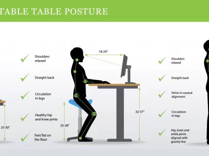 Postural Re-education Advice to improve ergonomics at desk setup.